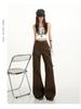 Women's Trendy Cotton Micro-Flare Casual Jeans with Patch Pockets and Deconstructed Design