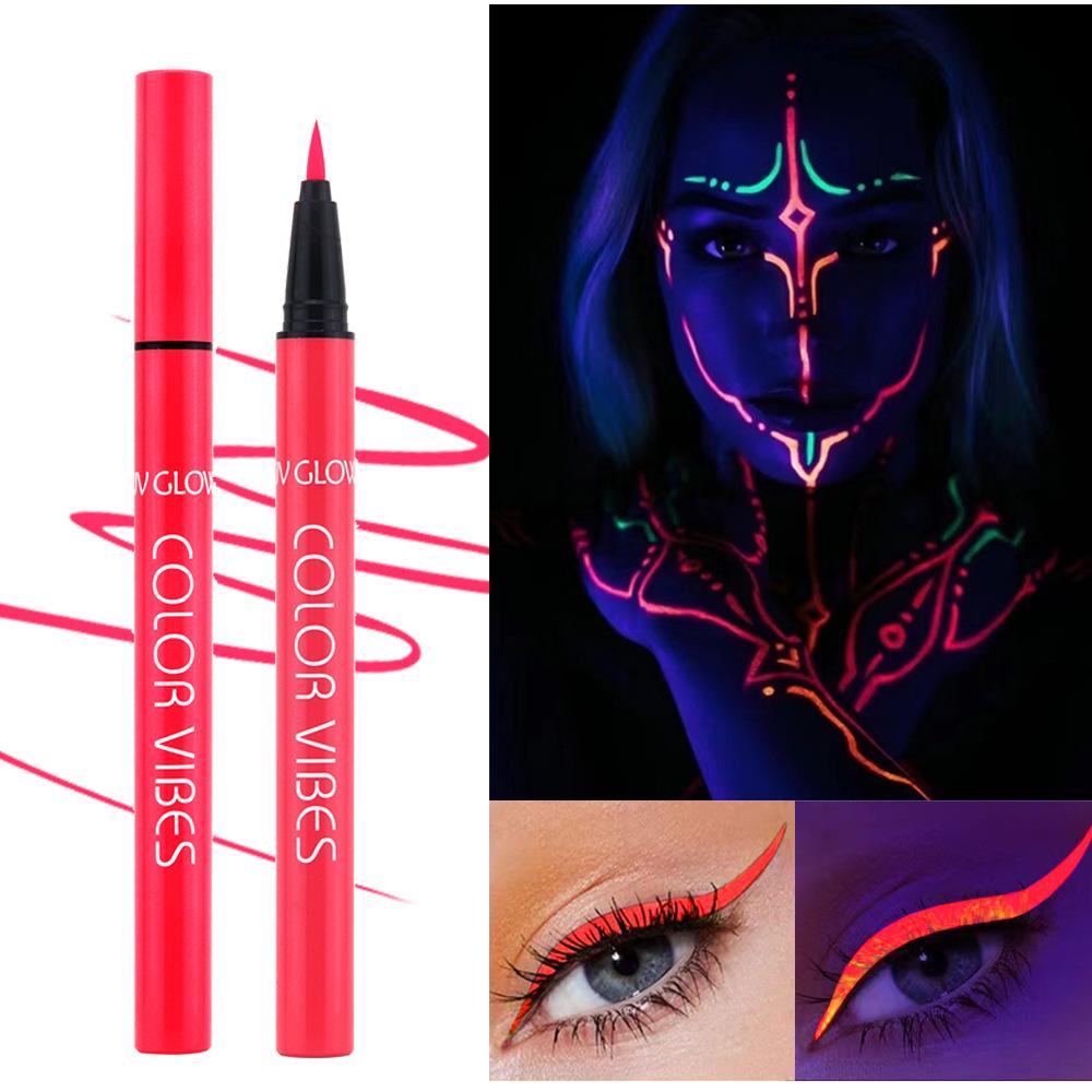 8-Piece Neon Fluorescent Eyeliner: Waterproof, Sweatproof, Quick-Dry Matte Body Paint, Glow-in-the-Dark Set.