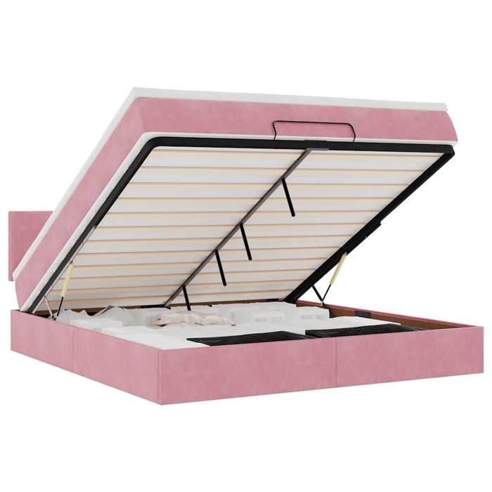 Maison Exclusive - Lit ottoman avec matelas et LED Rose 180x200 cm velours