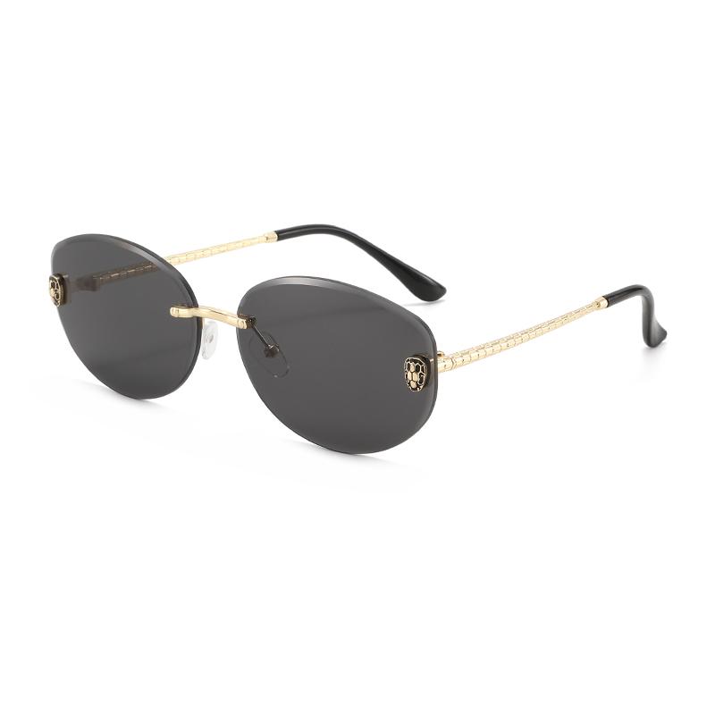 

Metal Men Women Frameless Oval Sunglasses Fashion Trendy Eyewear Outdoor Street Photography Sunscreen Sunshade Glasses C1