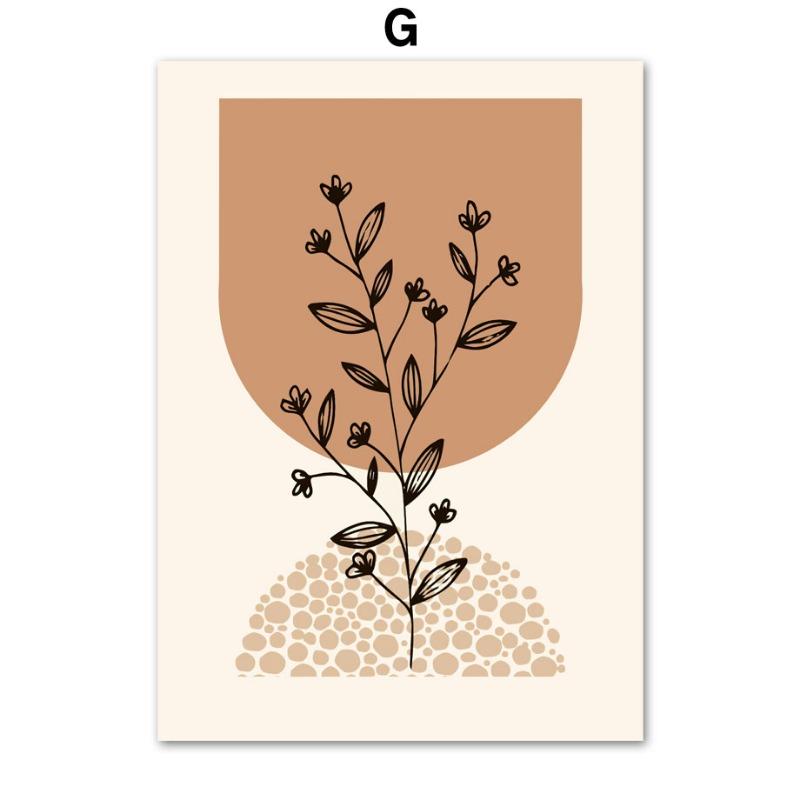 Boho Linien Sonne Mädchen Vase Blatt Regenbogen Geometrie Wandkunst Leinwand Malerei Nordische Poster und Drucke Bilder für Wohnzimmer Dekor
