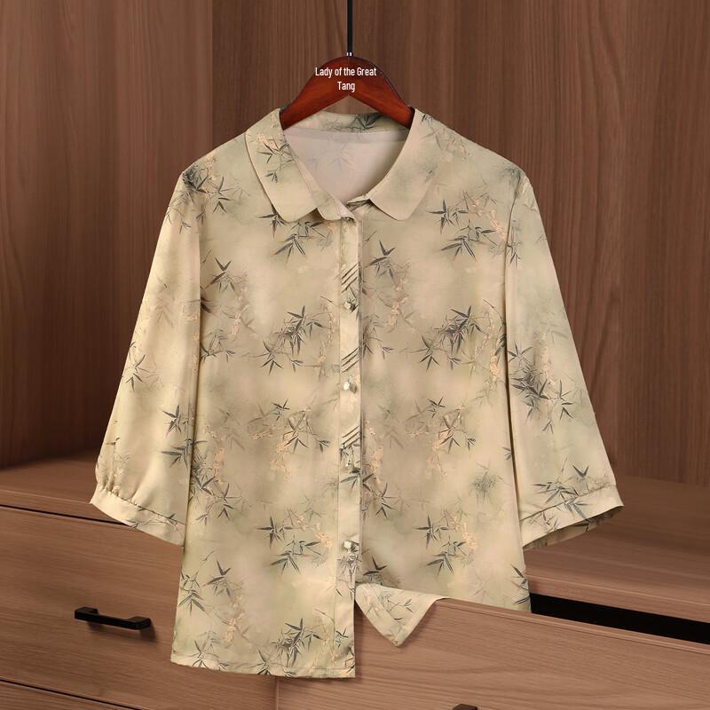 Elderly Women s Spring Autumn Three-Quarter Sleeve Casual Shirt L