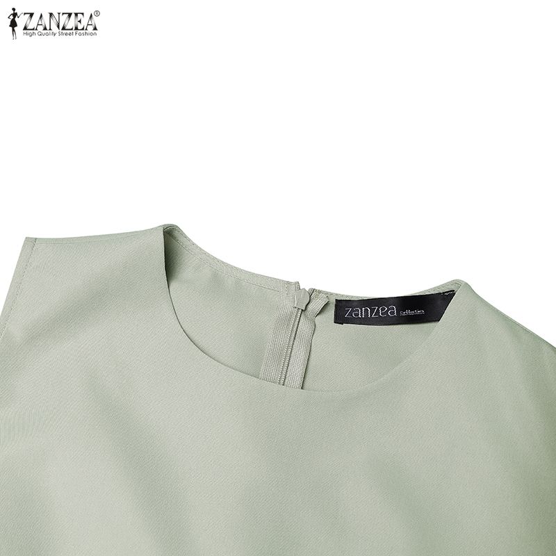 ZANZEA Women Casual Round Neck Summer Sleeveless Dress