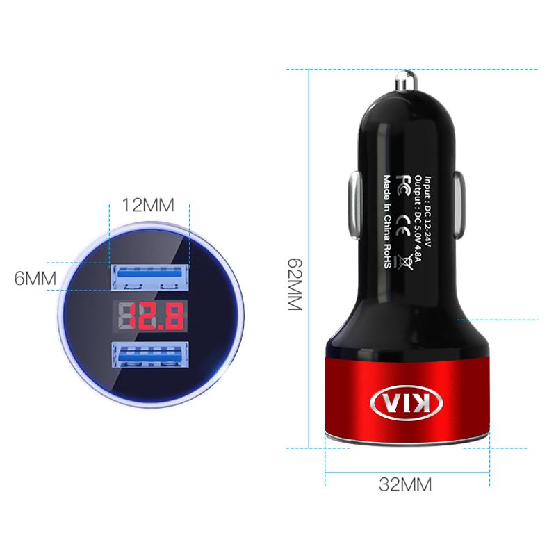 2 USB Ports Fast Charging Digital Display Car Chargers Auto Parts For KIA Sportage Rio 3 Soul Optima Ceed Pro K5 K2 k6 K7 K8 Pride
