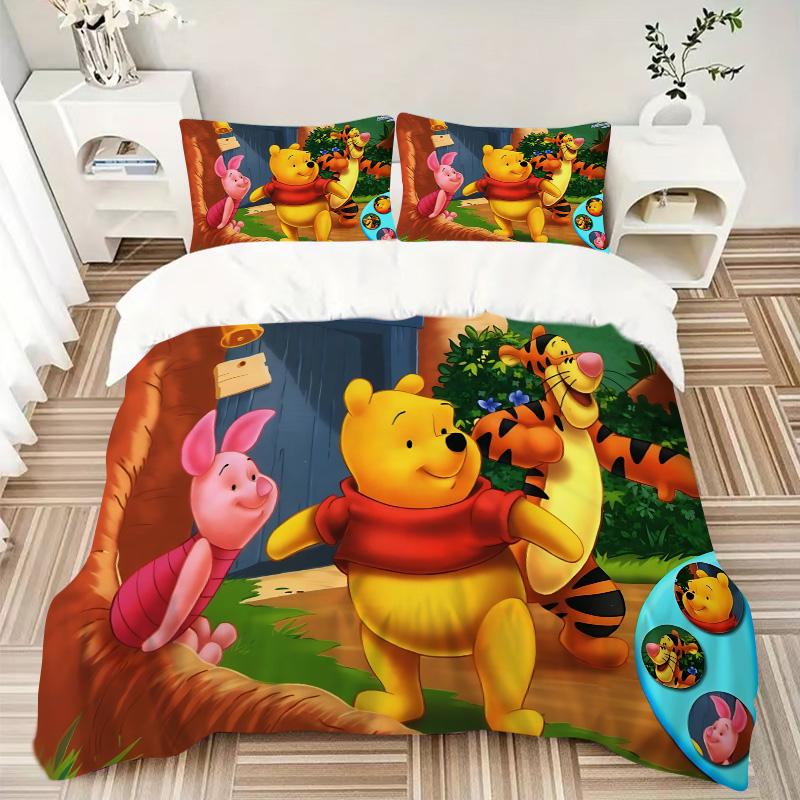 Winnie Pooh Friends Print 3Pcs Bedding Setduvet Cover With 2 Bedropillowcase Home Birthday Gift
