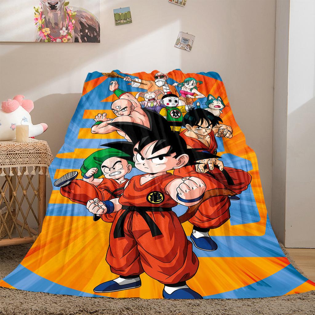1PC Son Goku  Print Flannel Blanket, High quality All Seasons, Home Decor, Warmth and Comfort, Perfect for Christmas Gifts