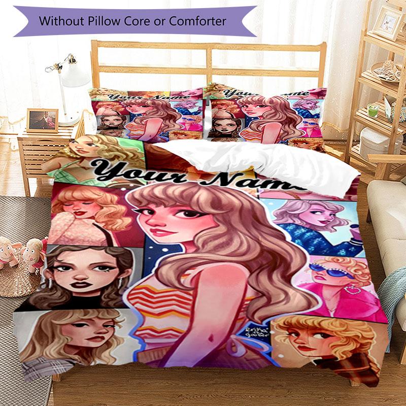 3PC Custom Name "Artistic Self-Portraits" Bedding Set Printed Bedding Set Duvet Cover Closure Includes 1 Duvet Cover & 2 Pillowcases for All Seasons B