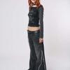 European and American hot girl Y2K letter printed round neck dark style slim fit top
