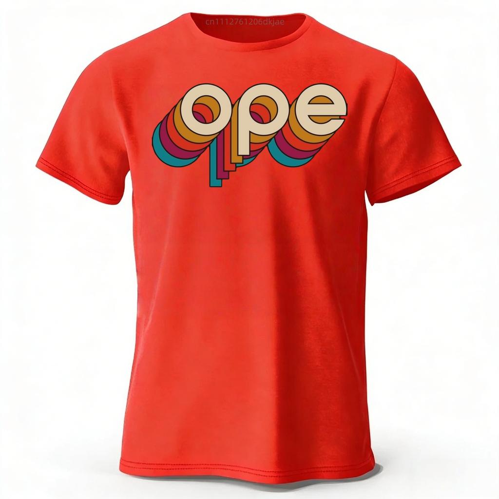 Retro Rainbow Gradient Ope Letter Print Mens Pure Cotton Short Sleeved Comfortable Fashionable Soft Loose Sports Tshirt Top