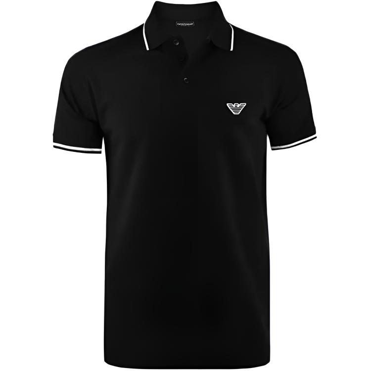 Emporio Armani SS26 Logo Print Color-Blocked Button Short Sleeve Polo Shirt Men tops EM001380-AF20424-UC001 S