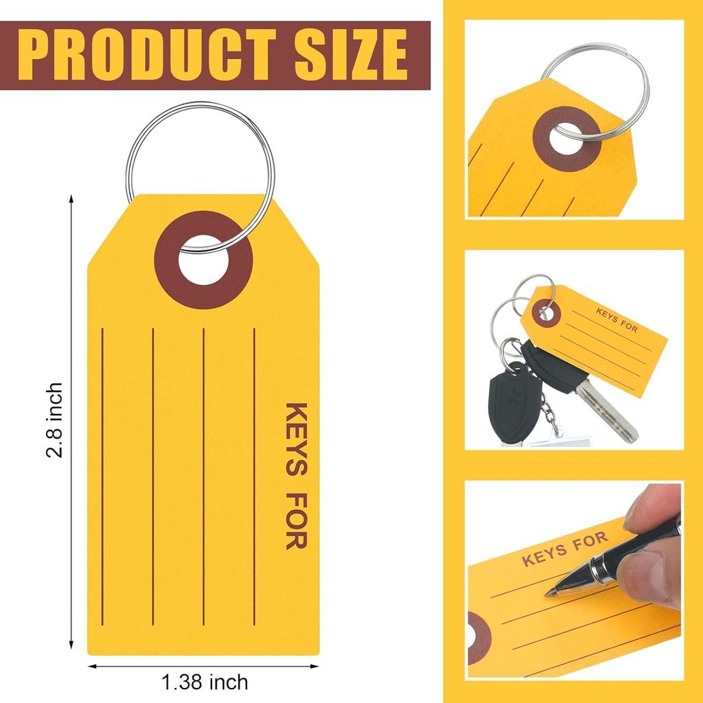 500 Pcs Key Tags with Rings 1.38 X 2.76 Inches Key Chain Tags Labels for Box Keychain Office Shop Car Supplies(Yellow)