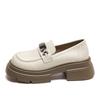 Augustine platform loafers women's 2025 spring and autumn new retro British style small leather shoes black thick heel single shoes