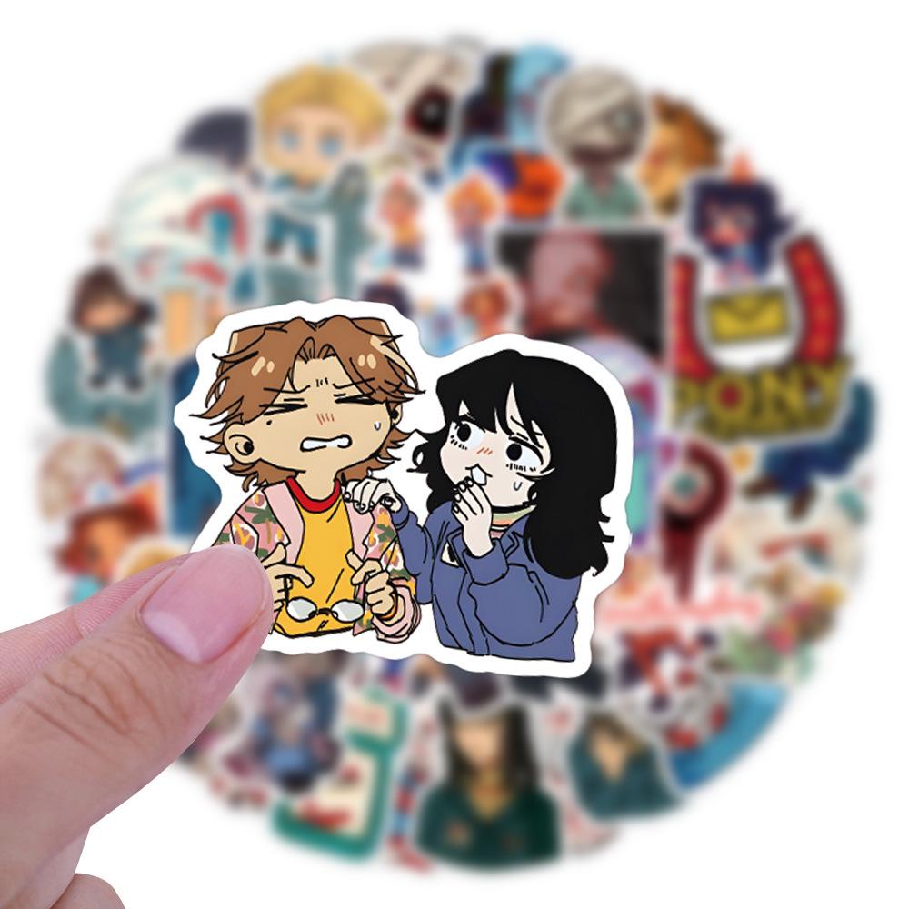 55-Piece Cartoon Graffiti Sticker Set for Suitcase and Water Bottle