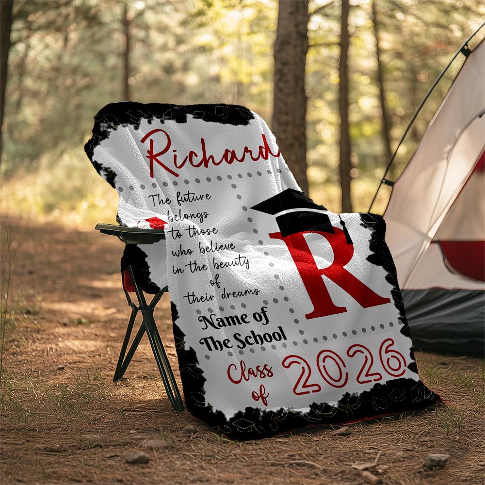 Graduation Celebration 2026 Floral Design Themed Blanket Personalized Name Soft Warm And Versatile For Sofa Bed Office And Travel Machine Washable