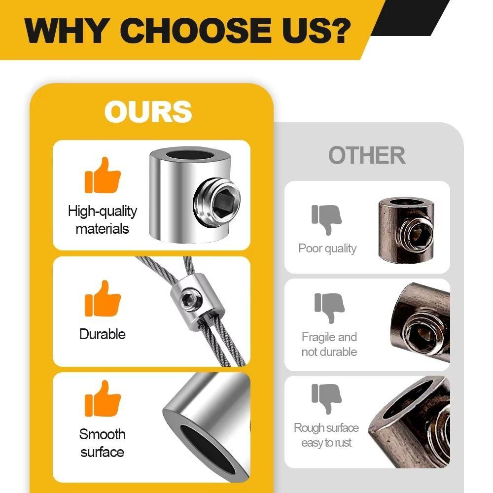 Copper Wire Rope Clamp Adjustable Stainless Steel Cable Clamp Hardware Accessories Screws Fixed