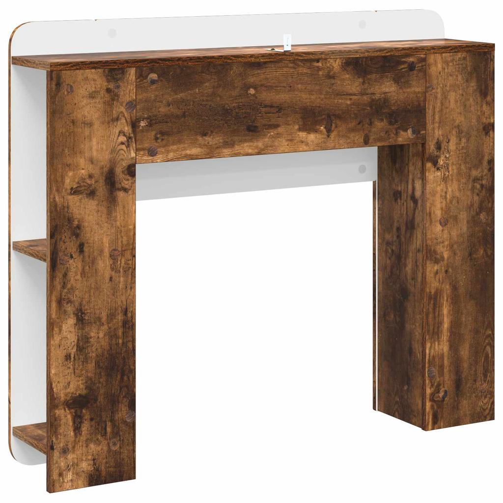 Headboard Cabinet with Storage Smoked Oak Wood Based Material