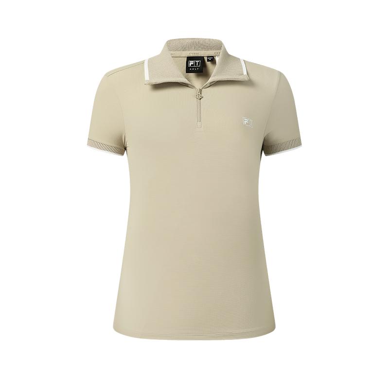 FILA Golf Series Simple Fashion Sports Comfortable Short Sleeve Polo Shirt Women tops Millet-Beige A11W615105FBG