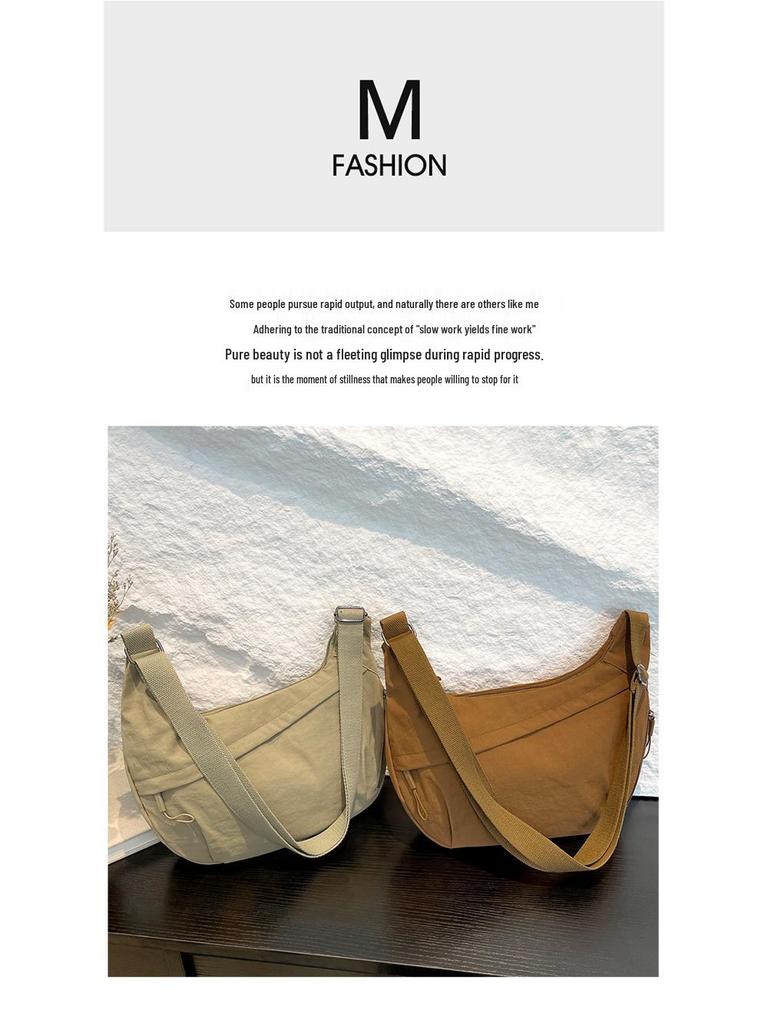 Women's Versatile Nylon Crossbody Bag – Large Capacity, Stylish Single Shoulder Commuting Bag.