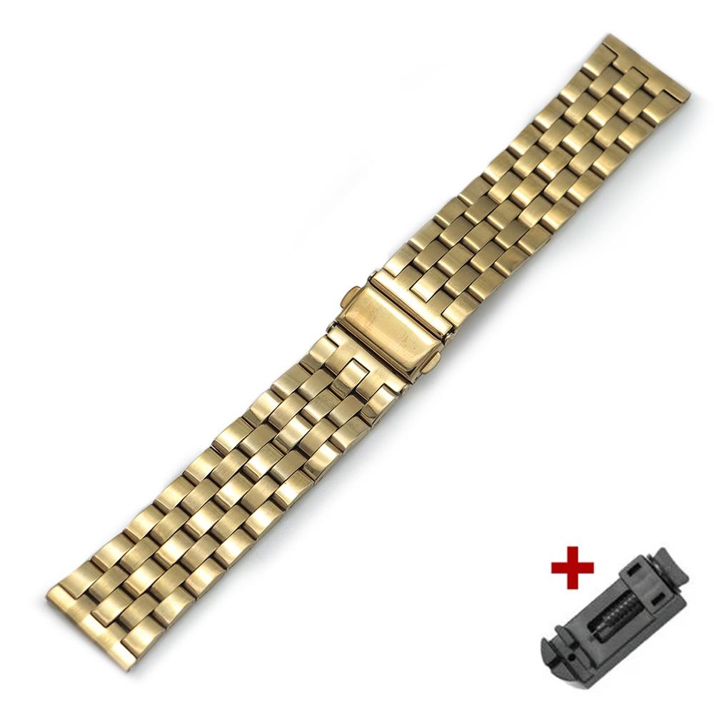 Stainless Steel Watchband Metal Watch Band Premium Solid Polished Bracelet Straps Curved End 24mm 23mm 22mm 21mm 20mm 19mm 18mm