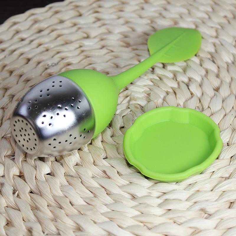 Infusore per tè a forma di foglia in acciaio inossidabile 304 con silicone - Carino, Creativo, per uso alimentare