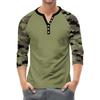 Herren Button-Down Kontrast Raglan 3/4 Ärmel Oberteil