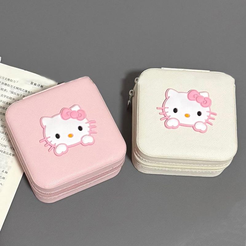 Sanrio Hello Kitty Jewelry Box Cartoon Portable Storage Box Earrings Ring Necklace Bracelet Multi-Functional Mini Jewelry Box