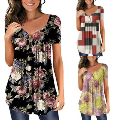 Summer Fashion Women's Tops Short Sleeve Neck Loose Women's Tops Women's Shirts Women's Casual Tops