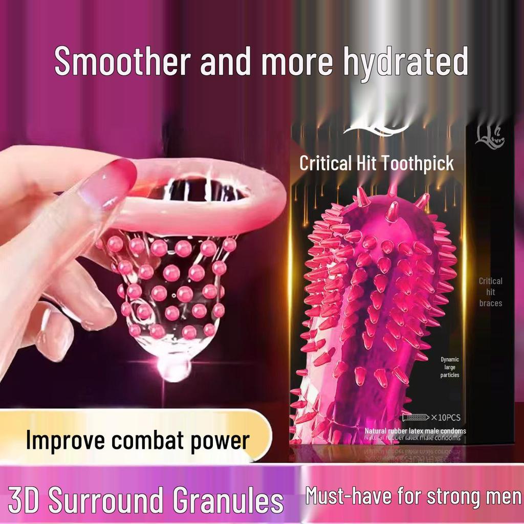 Q Point Ultra-Thin Pink Condoms with 3D Surrounding Particles - Odorless, Super Lubricated, Female Pleasure Enhancing.