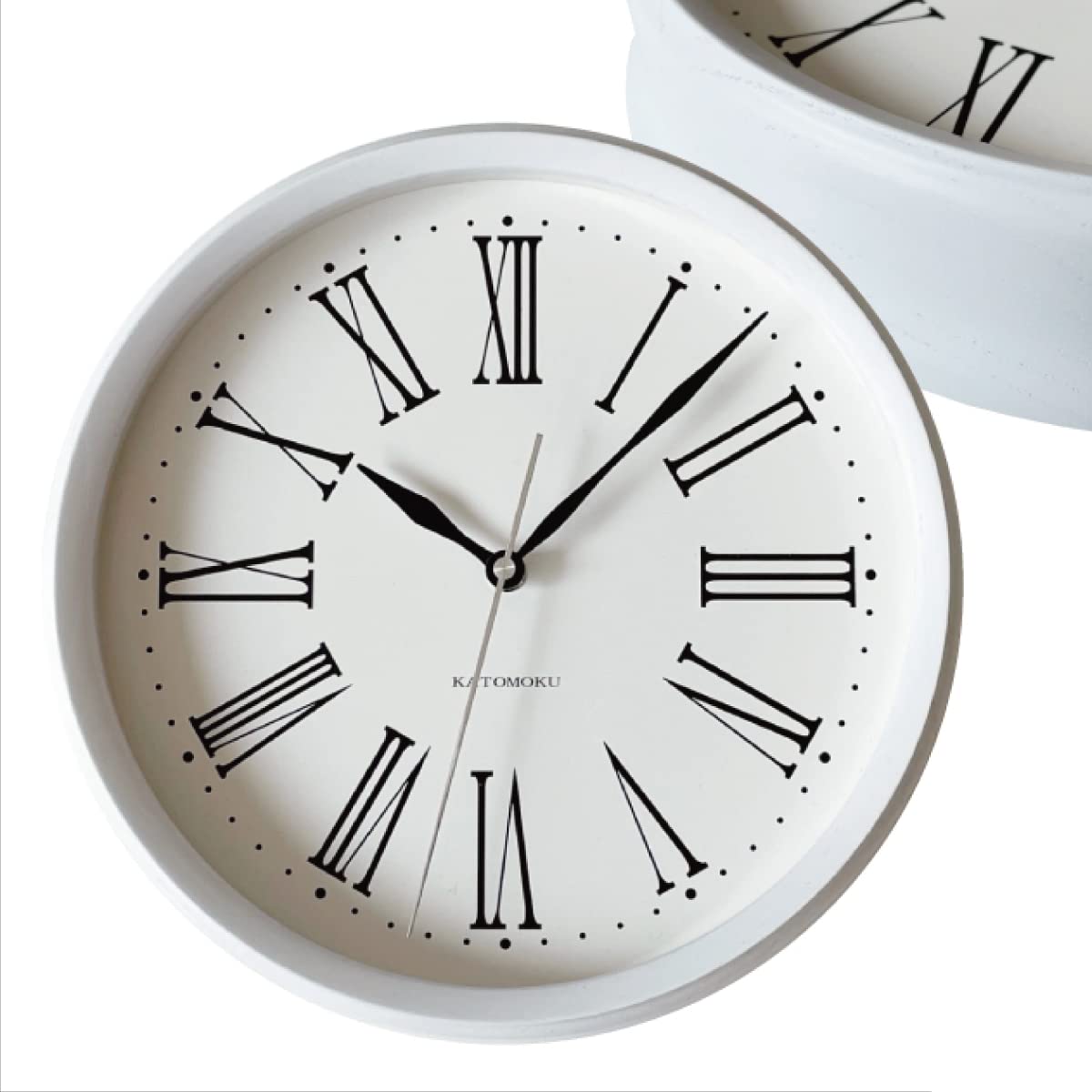 KATOMOKU muku clock 5 Roman numerals White Wall clock with continuous second diameter km-58WHRCS hand, 30.6cm (Radio-controlled clock)