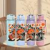 1PC American Football Floral Art Print 750ml Color Plastic Sports Water Bottle Leakproof Flip Straw Lid Suitable for Sports Office Home Use