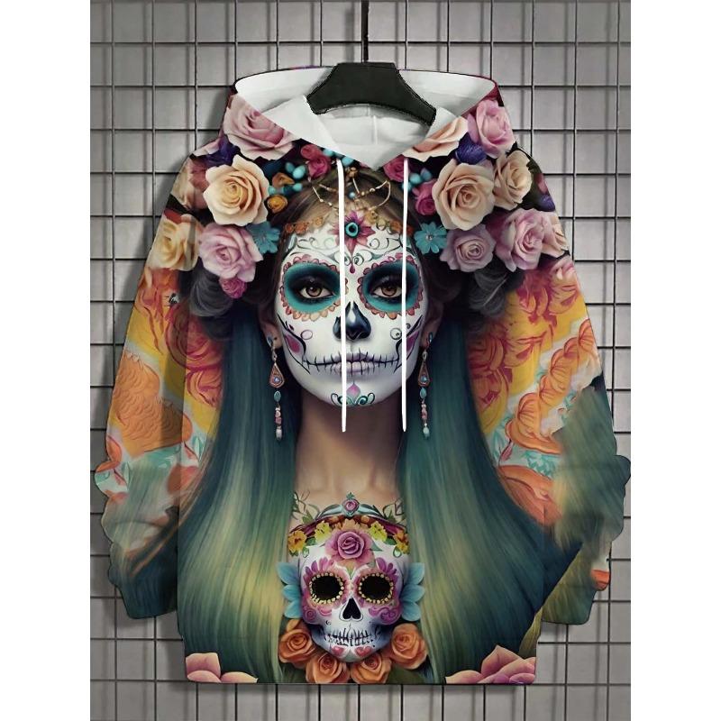 Fashion Women's Hoodie for Girls Autumn New Men's Long Sleeve Tops Sexy Girls Clothes Horror Undead Skull Pattern Unisex Tops