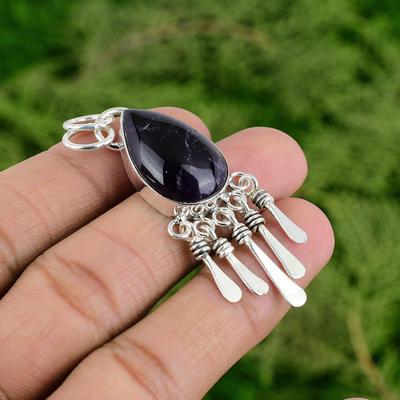 Daughters Day Deal Natural African Amethyst Boho Pendant Jewelry Sterling Silver
