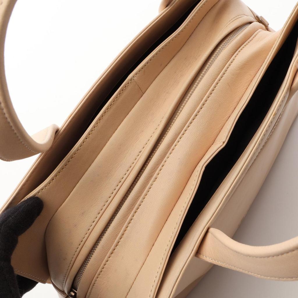 Used LOEWE Anagram Handbag Leather Beige Used Women