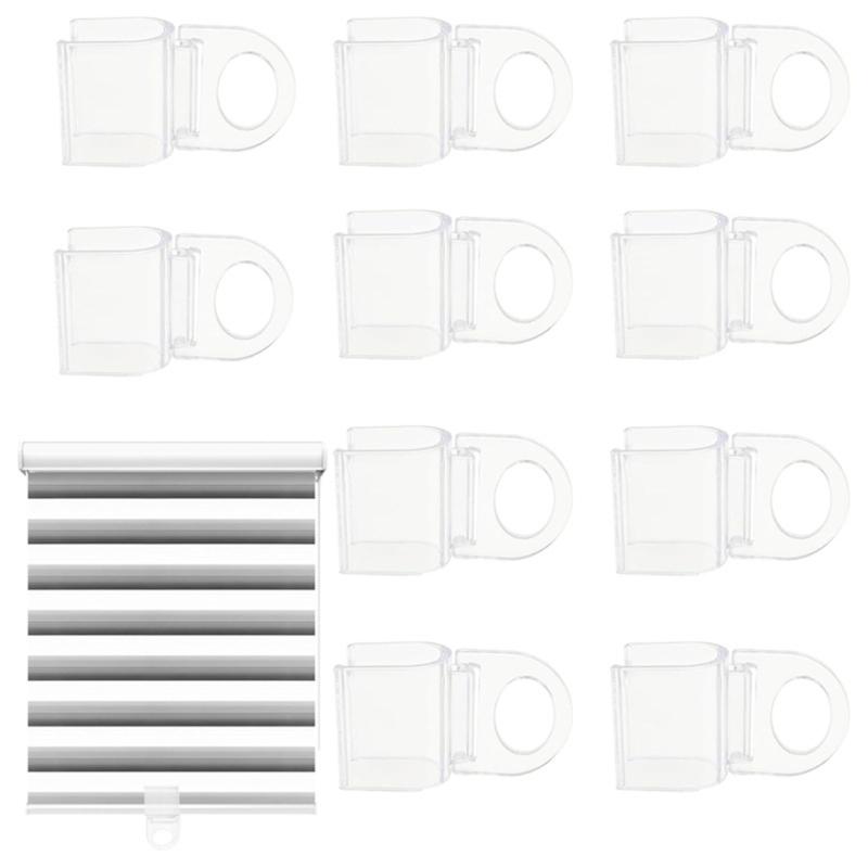 10PCS Clearly Curtain Hook For Roller Blinds U Designs Window Shade Clip No Tool Required Materials