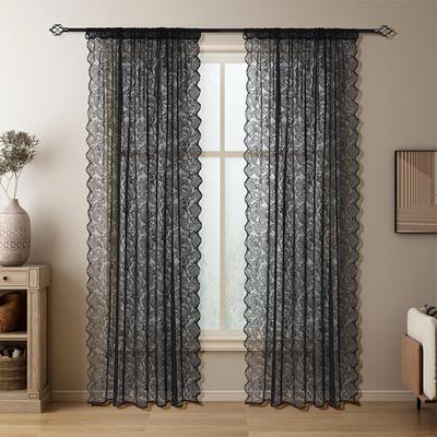Curtain Floral Patterned Vintage Drapery Voile Rod Pocket for Balcony Office Study Room