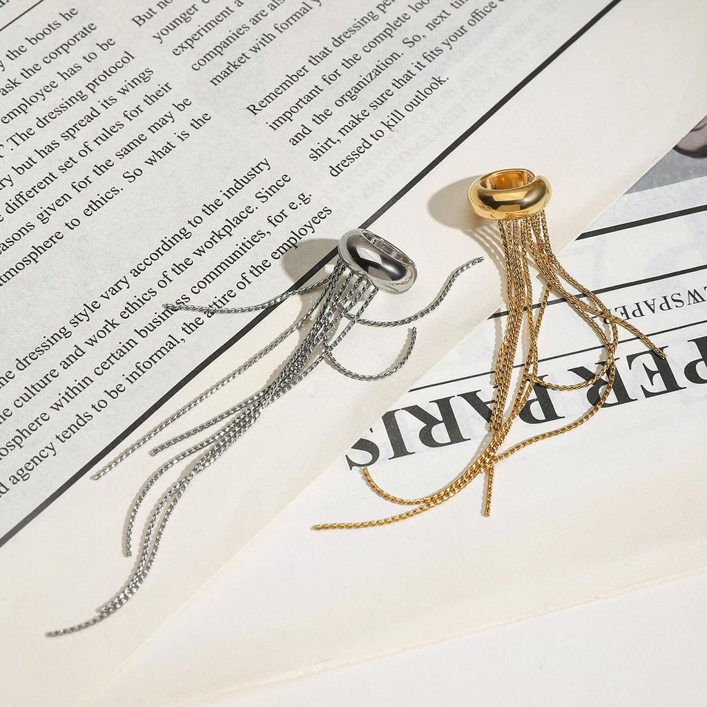 Luxury Tassel Ear Cuffs For Non Pierced Ears Titanium Steel Fashion Jewelry With Premium Elegance