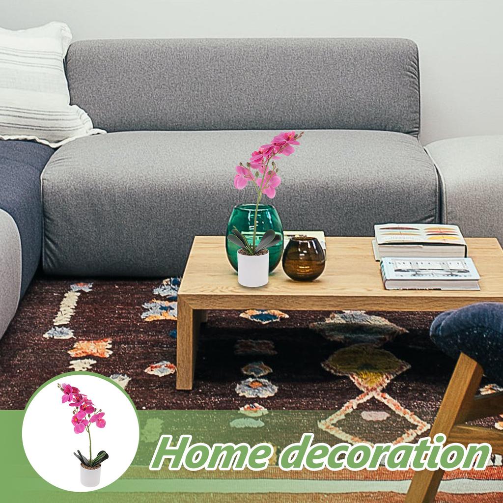 Premium Lifelike Artificial Phalaenopsis Orchid Potted Plant Decor for Living Room Office Kitchen Bedroom Study Desktop Home
