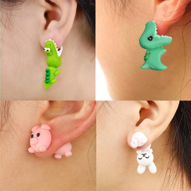 Cute Animal Female for Creative Handmade Earrings Clay Dinosaur Rabbit for Cat Earrings Party Jewelry for Women