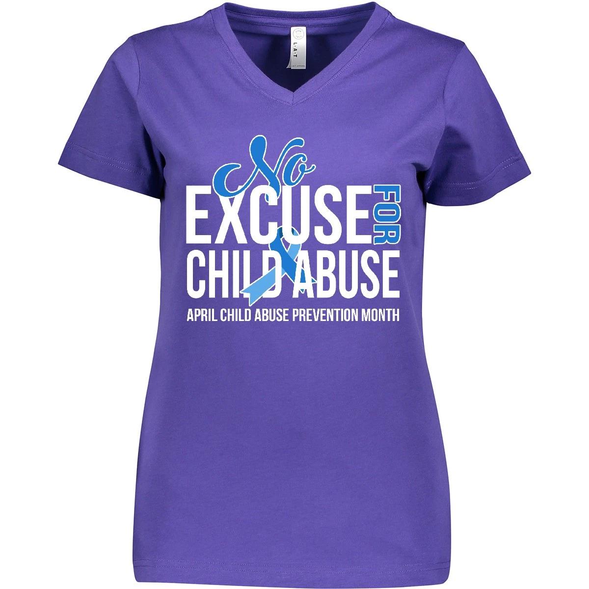 Inktastic No Excuse For Child Abuse April Child Abuse V-Neck T-Shirt 150