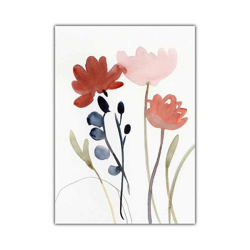 

Цветы пиона, картина тушью, акварель, плакаты на скандинавскую тему, холст, картина, настенные художественные принты, картина для гостиной, интерьера, домашнего декора 21x30cm No Frame