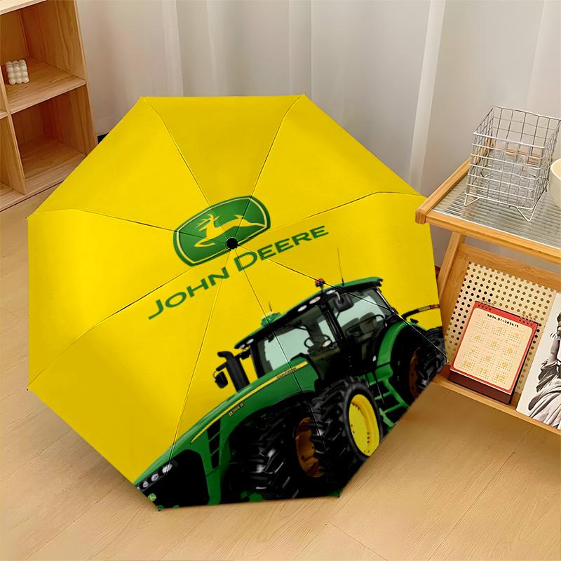 John Deere Imprimé 8 ?Parapluie Pliant Léger Résistant au Vent à Bâtons Automatique Pour Voyages en Plein Air