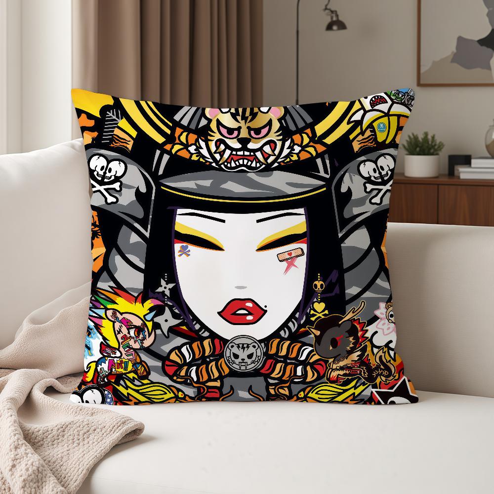 Trendy Brand Ttokidokis Cartoon Cute Pillow Case Suitable For Bedrooms Living Rooms Cars Home Decoration