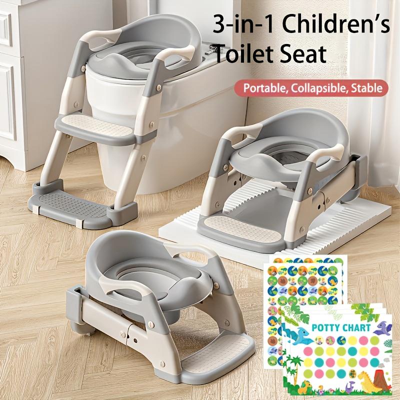 3-in-1 Adjustable Portable Youngsters's Potty Training Toilet Seat Foldable Step Stool with Potty Training Reward Stickers
