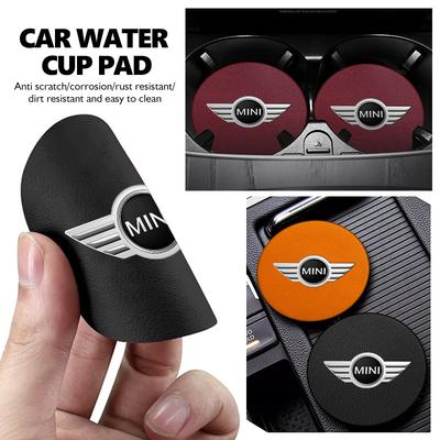 2pcs Suede Car Coaster Anti-slip Pad Water Cup Mat Bottle Holder For MINI John Cooper Works R50 R52 R53 R55 R56 F54 F55 F56 F60