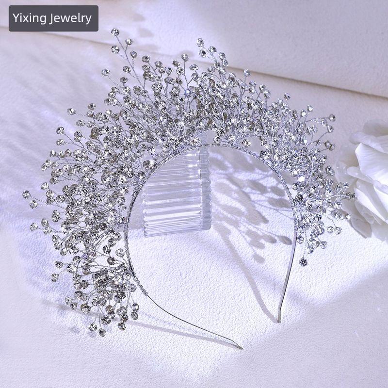 

Yixing Fashion Rhinestone Bridal Crown Diamond Baroque Hair Accessories Red Wedding Festive Headdress for Taking Photos A234 A234 Silver