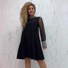 Autumn/Winter 2023 Solid Color Diamond Round Neck Long-Sleeve Dress for Women