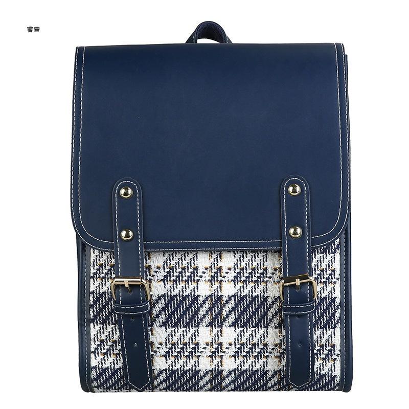 Vintage Plaid Flip Cover Backpack For Women 2023 New Trendy Simple Student Bookbag Travel Laptop Bag