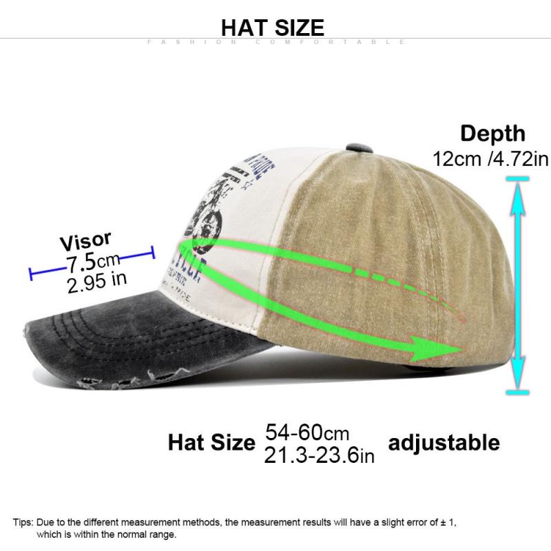 New Motorcycle Printing Baseball Cap Vintage Color Block Washed Cap Adjustable Dad Hats for Women Men