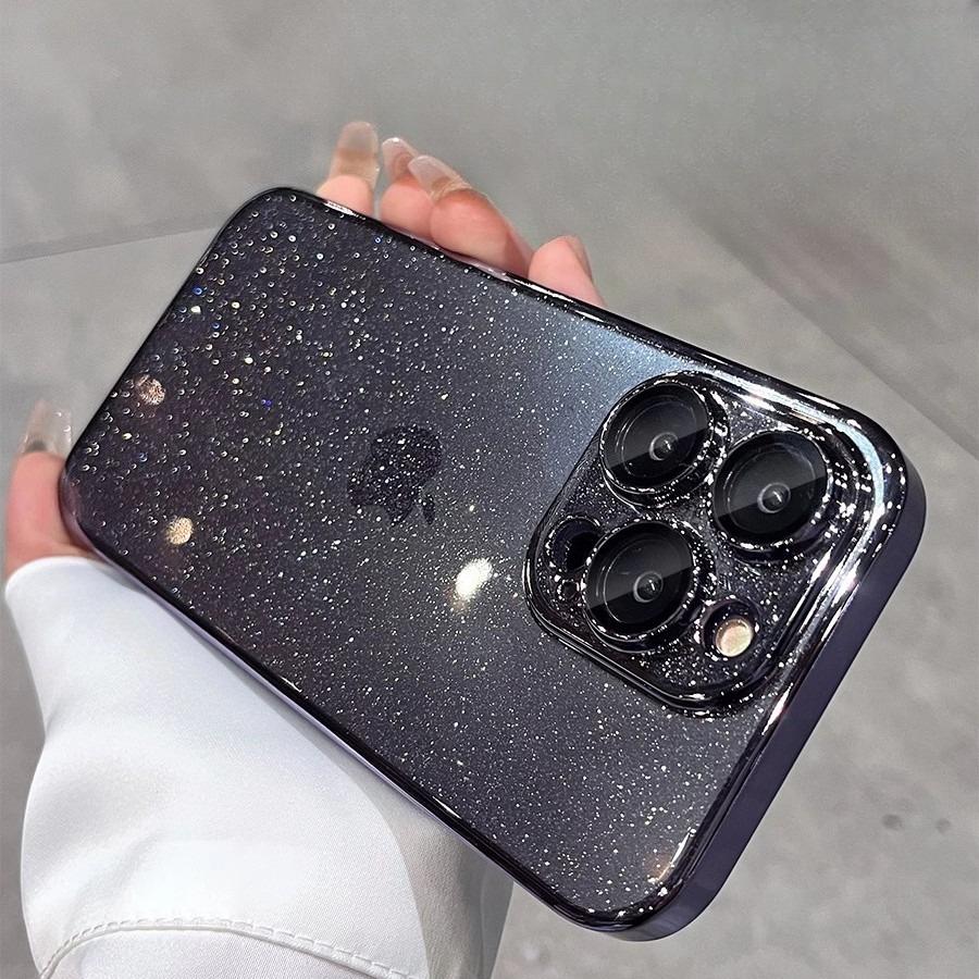 Starry Sky Glitter Applicable To Apple 17 Promax Mobile Case Electroplating IPhone 15 Transparent with Lens Film Protection Case