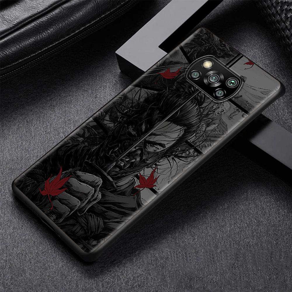 Fashion Samurai Demon Case for Xiaomi Poco X3 NFC M3 M4 Pocophone F1 F3 Redmi Note 9s 9 8 10 Pro Black Soft Phone Cover Coque